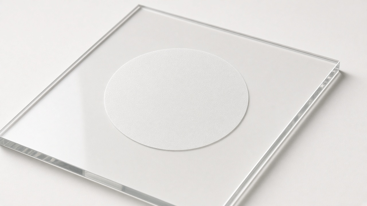 Cerc mat alb pe acrilic transparent